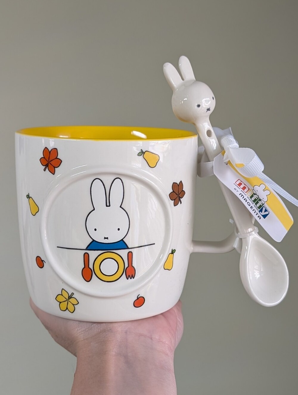 Miffy x Magenta Miffy & Boris Bear Kitchen Table Mug w/ Ceramic Miffy Head Spoon - Picture 2 of 7